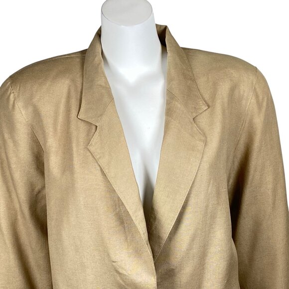 Vintage Talbots 100% Silk Blazer Jacket Size 8 Long Sleeve 1 Button Tan - Picture 2 of 7